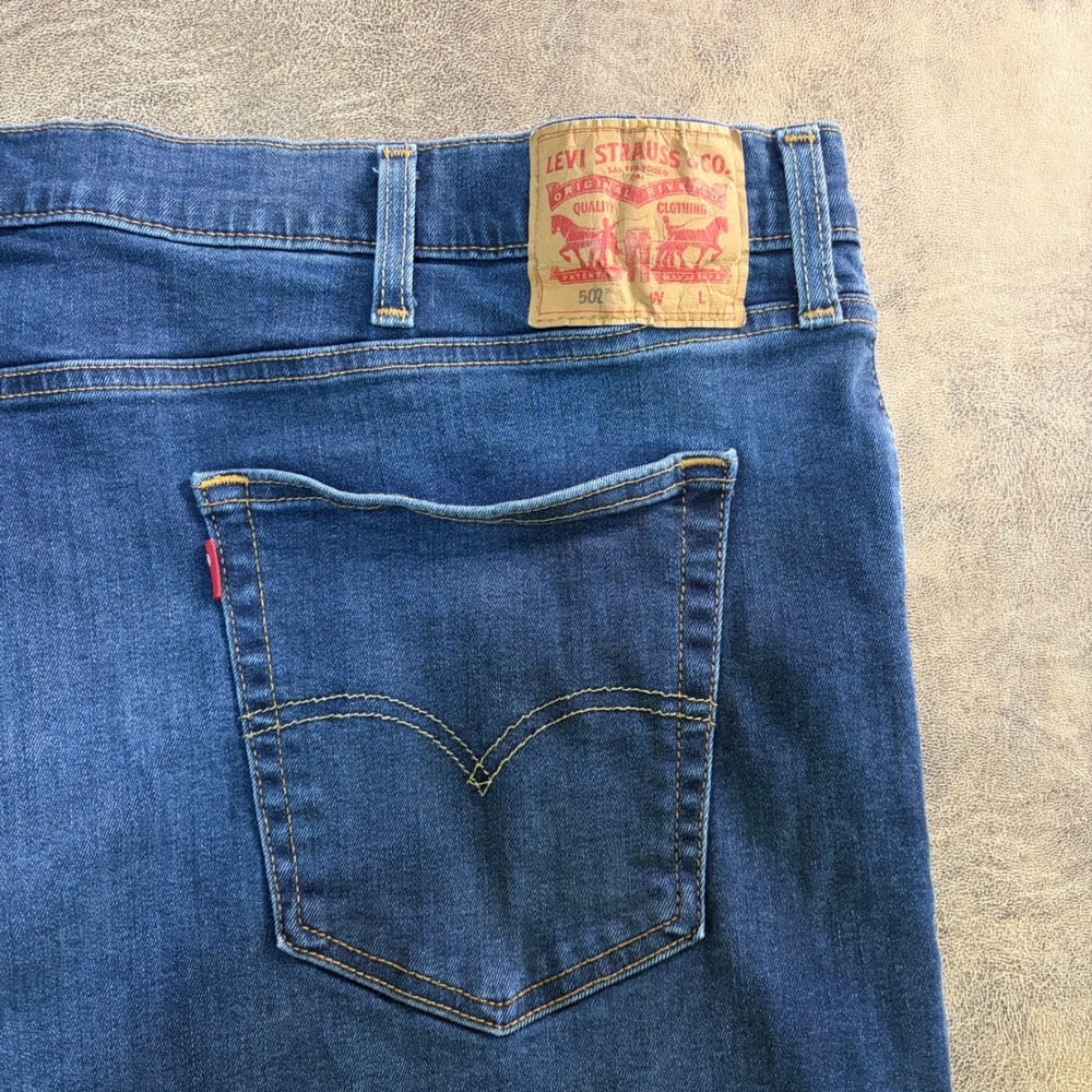 Levi's 502 Taper Jeans Mens 46x32 Blue Regular Fit‎ Stretch Denim 40196